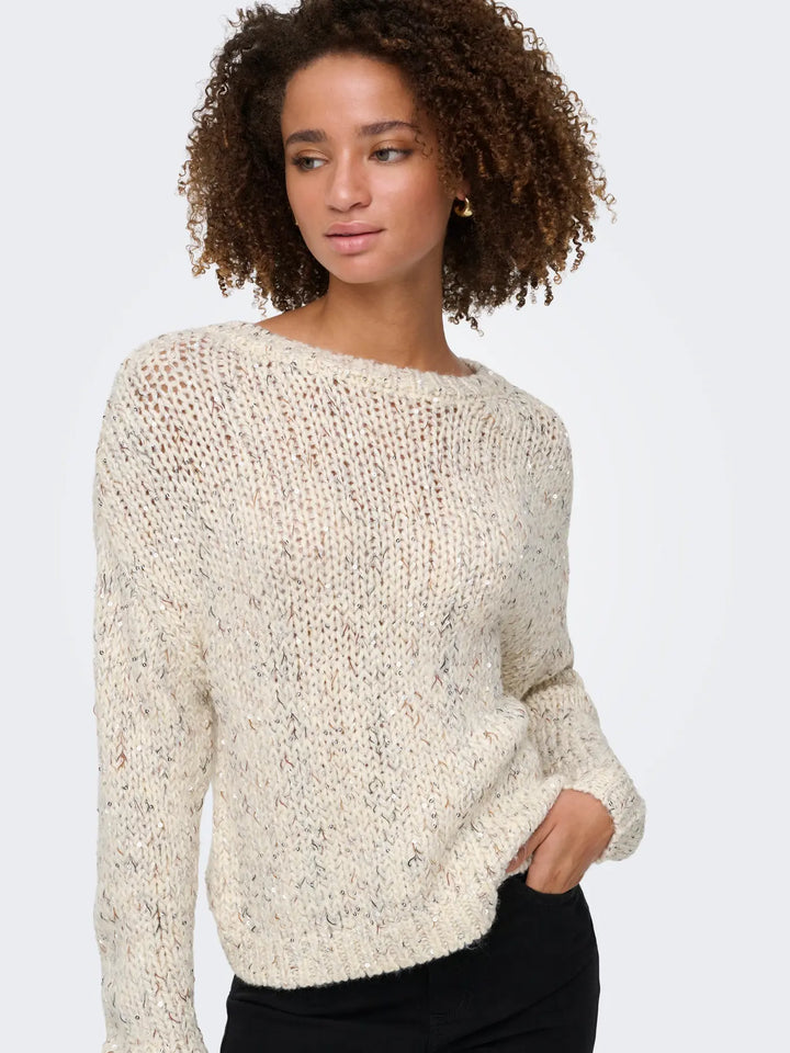 ONLY Cream & Sequin Chunky Knit