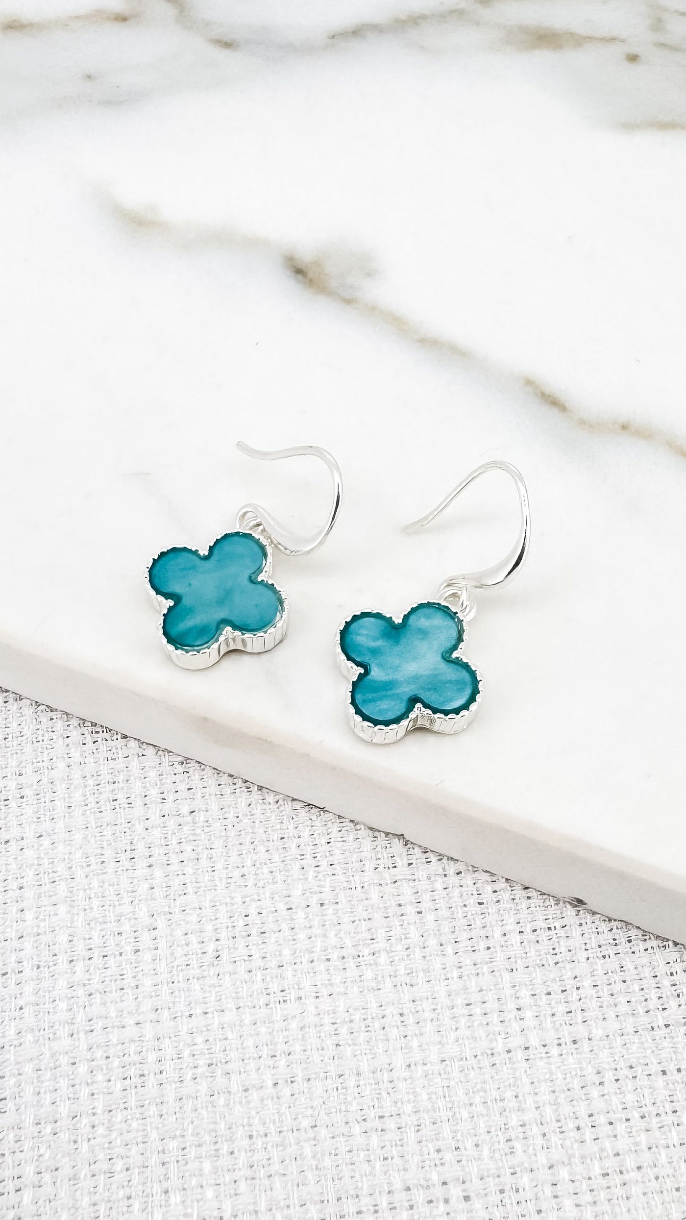 Turquoise & Silver Clover Earrings