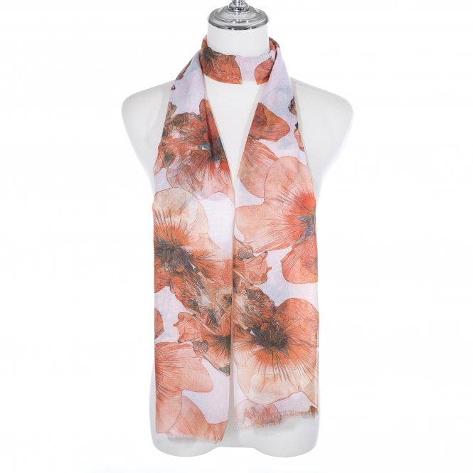 Orange Floral Lightweight Scarf