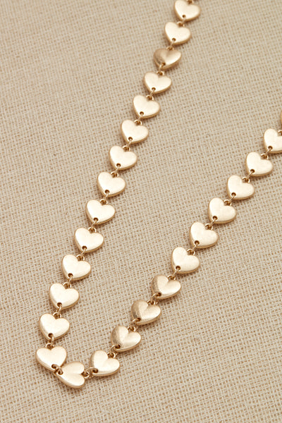 Gold Heart Chain Long Necklace