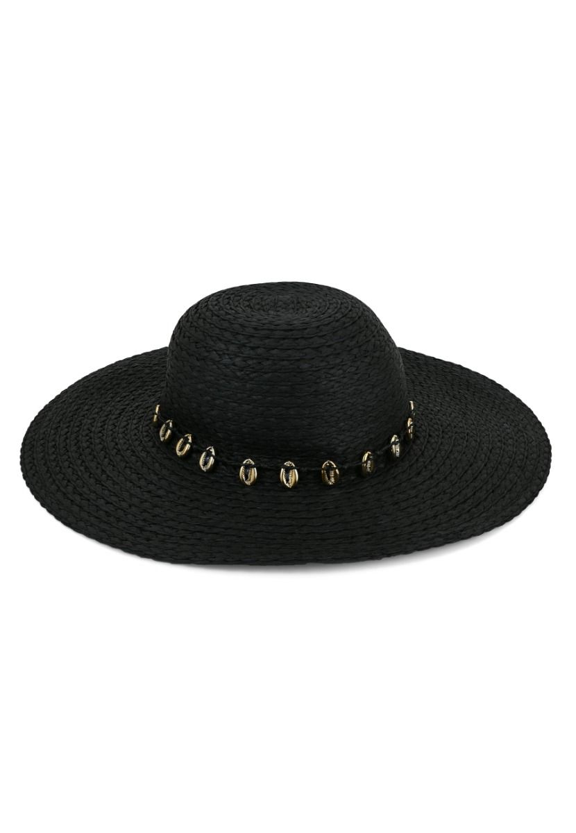 Black & Gold Shell Beach Hat