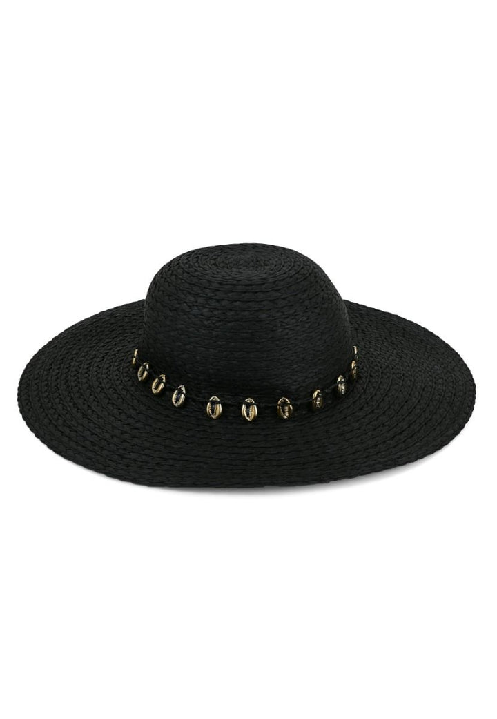 Black & Gold Shell Beach Hat