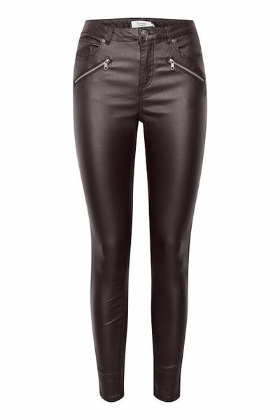 Byoung Brown Faux Leather Trousers