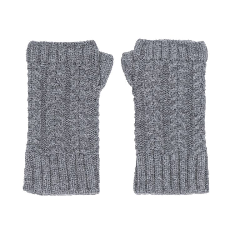Grey Cable Knit Hand Warmers
