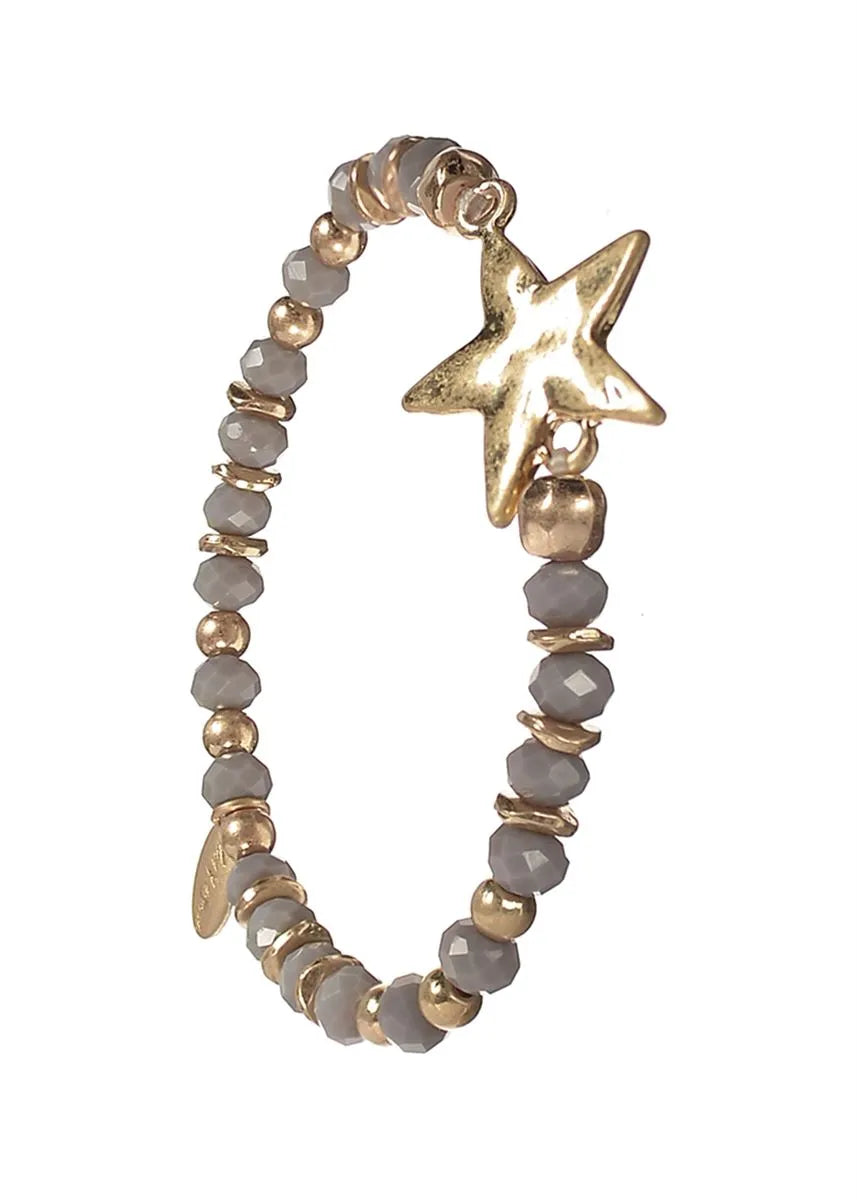 Storm Grey & Gold Bead Star Bracelet