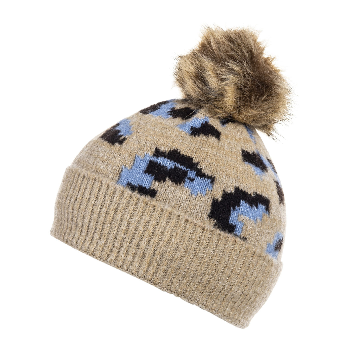 Taupe Leopard Pom Pom Hat