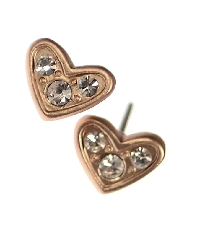 Matte Gold Heart Stud Earrings