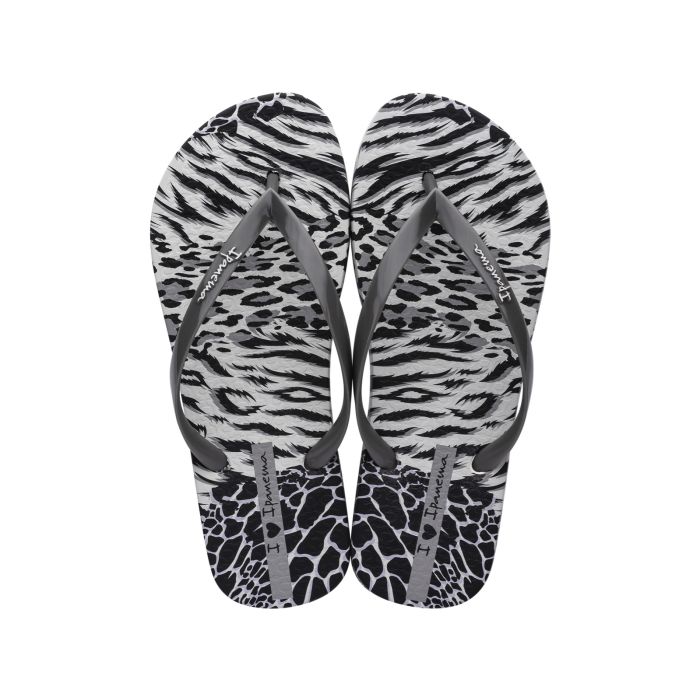 Grey Animal Flip Flops