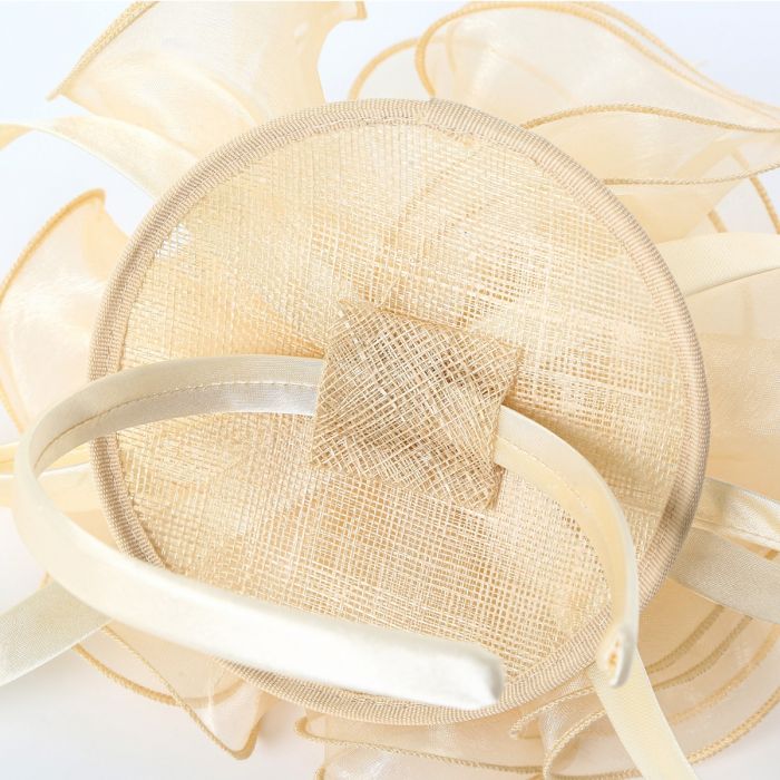 Cream Mesh & Feather Fascinator