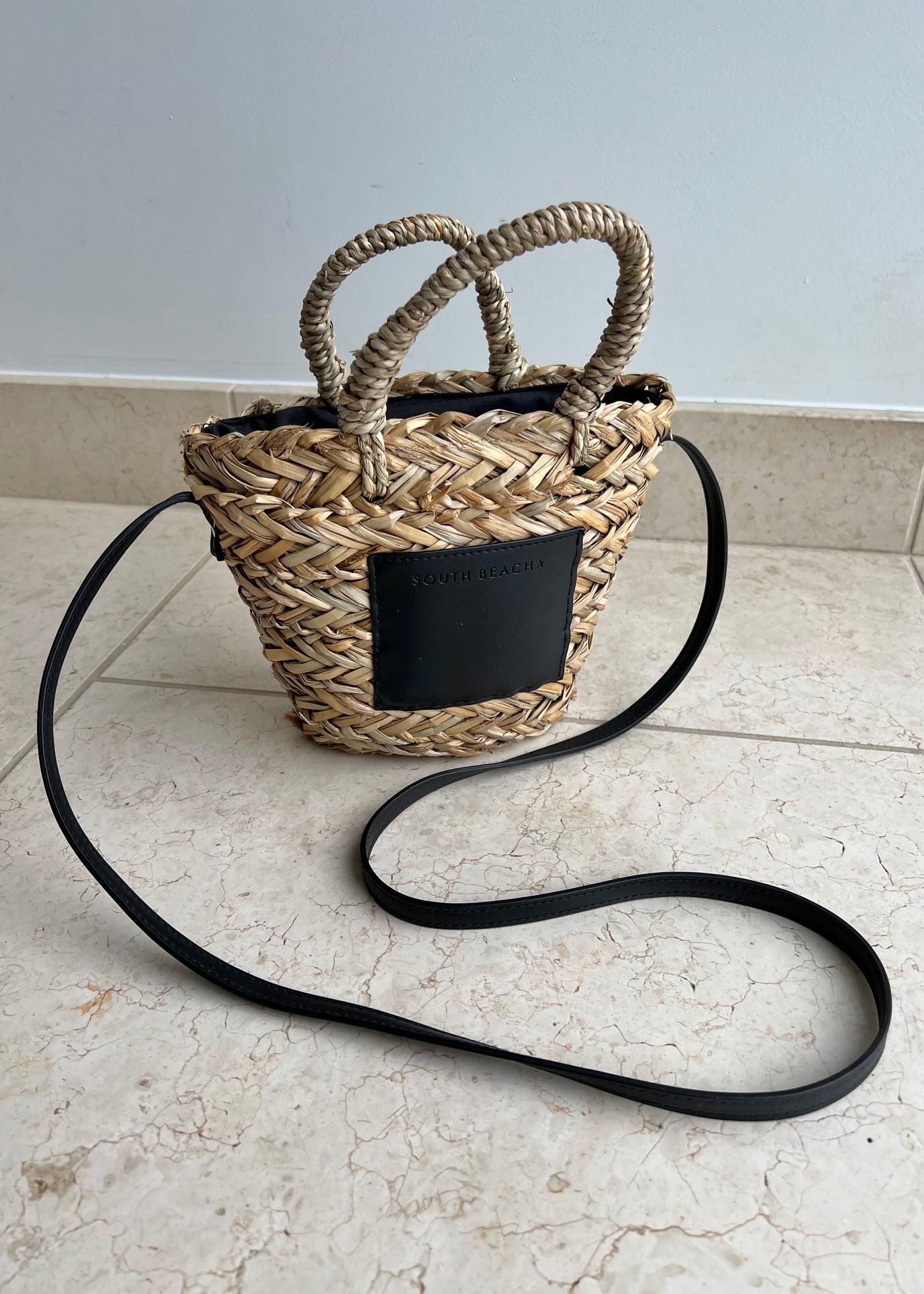 Black SB Straw Bag