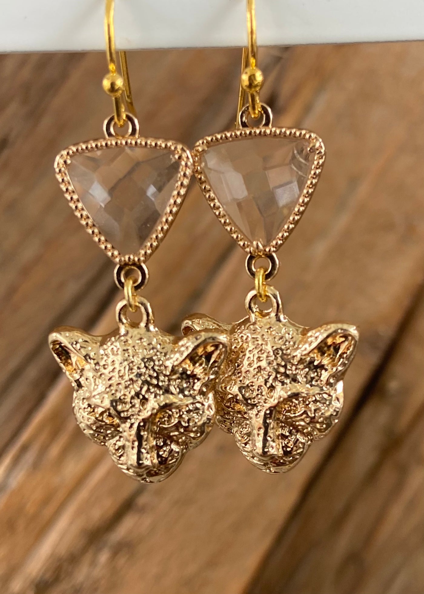 Leopard Earrings Clear Stone