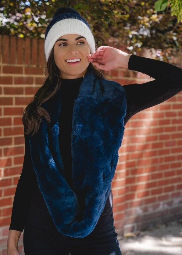 Navy Faux Fur Snood