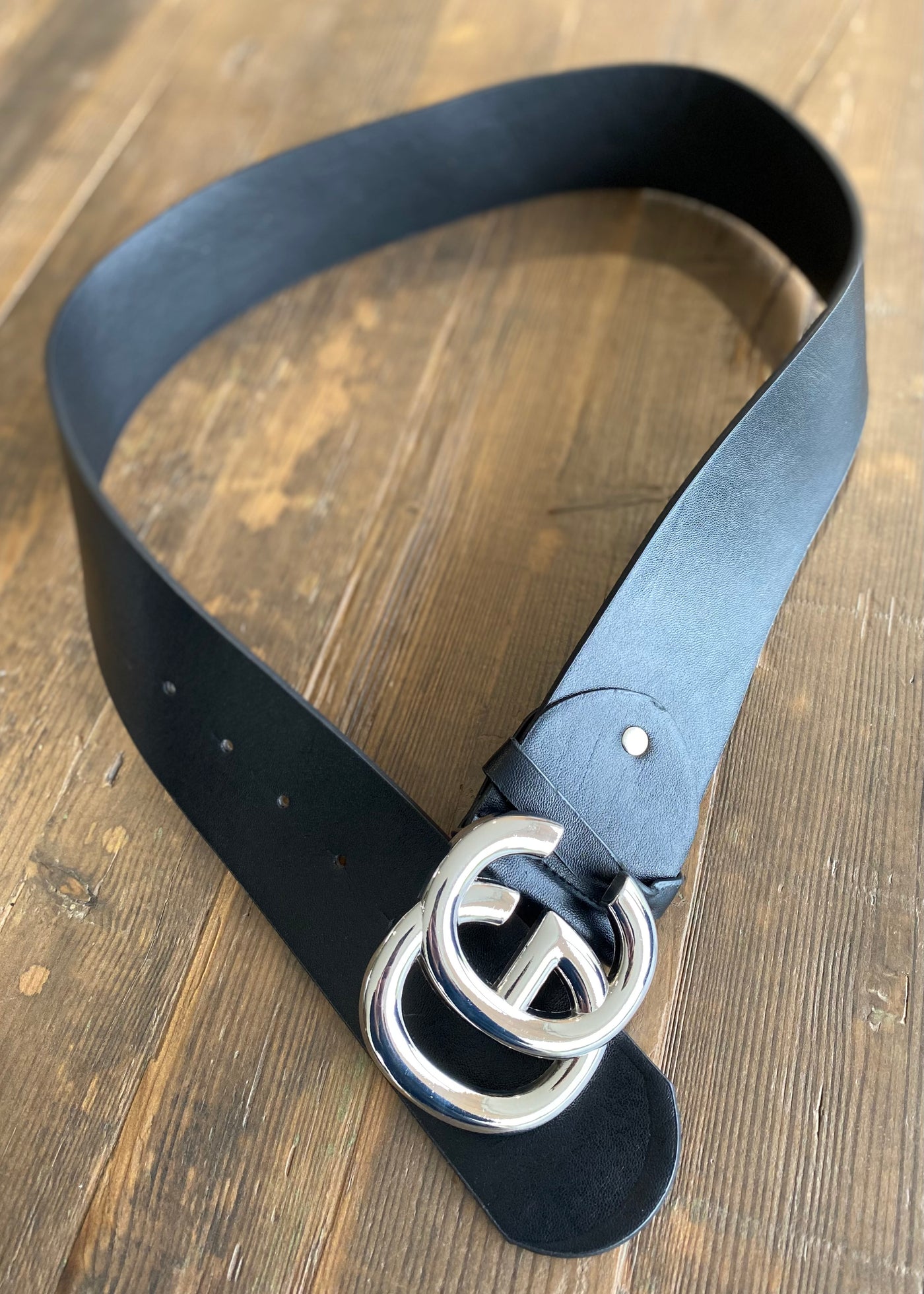 Faux Leather Silver GC Belt