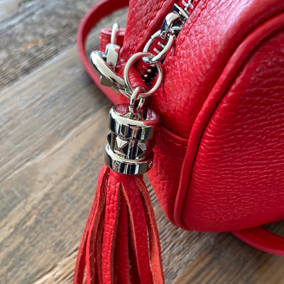 Red Leather Camera Bag