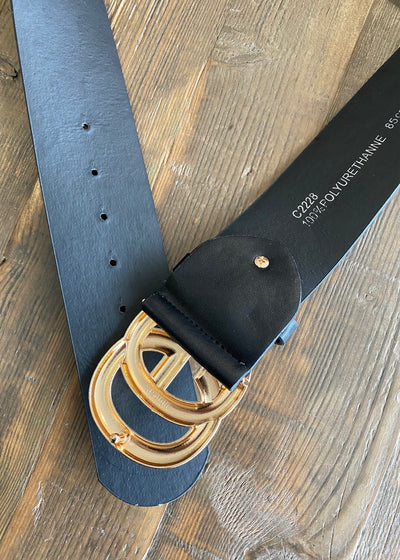 Faux Leather Gold GC Belt