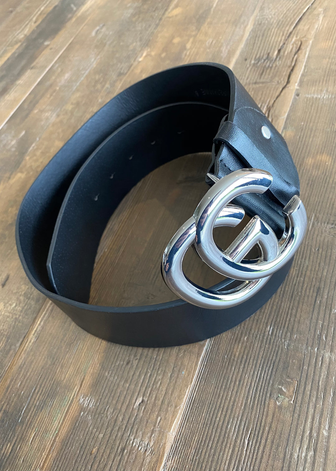 Faux Leather Silver GC Belt