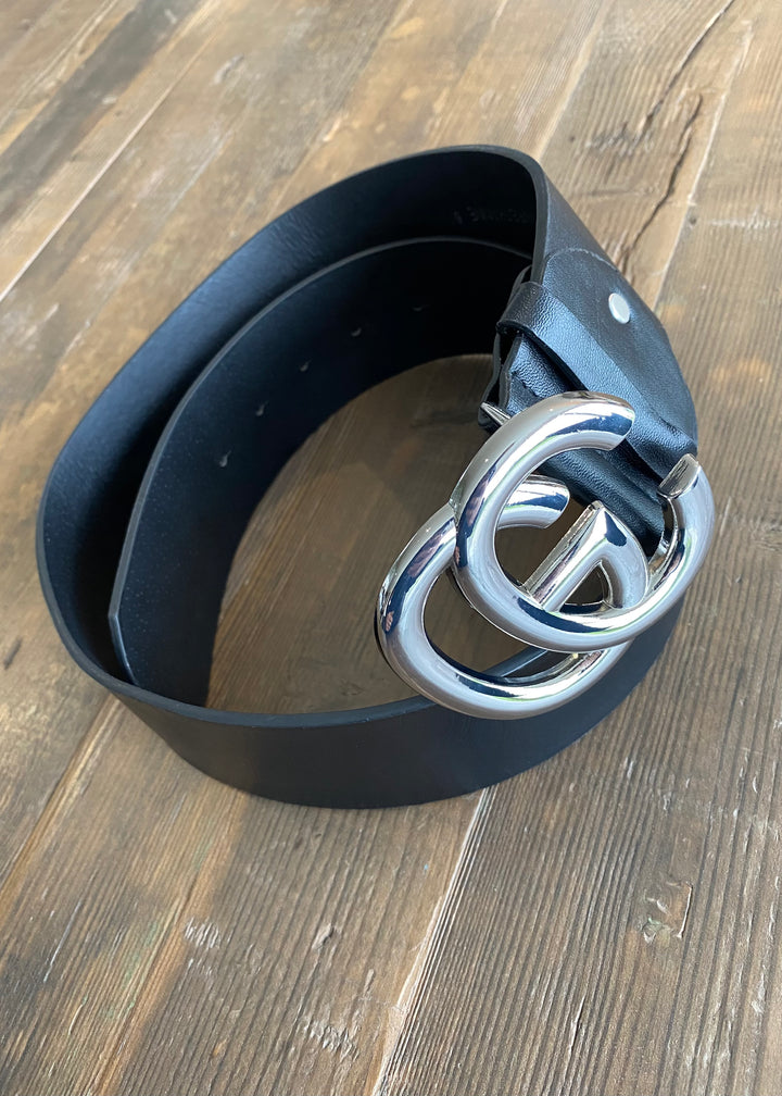 Faux Leather Silver GC Belt