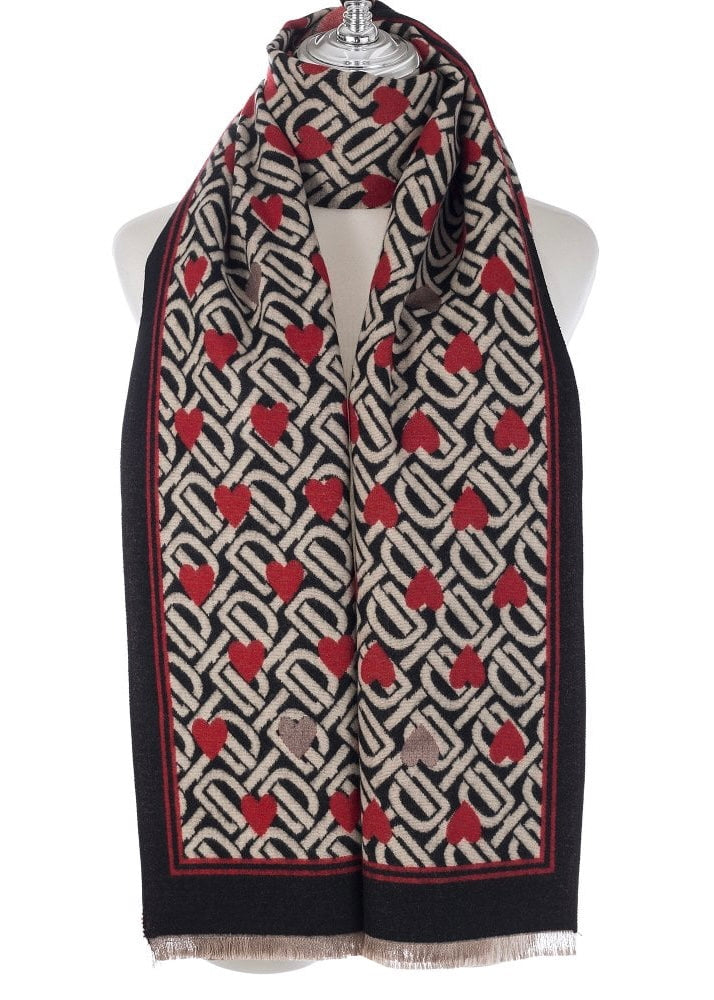 Black & Taupe, Red Heart Scarf