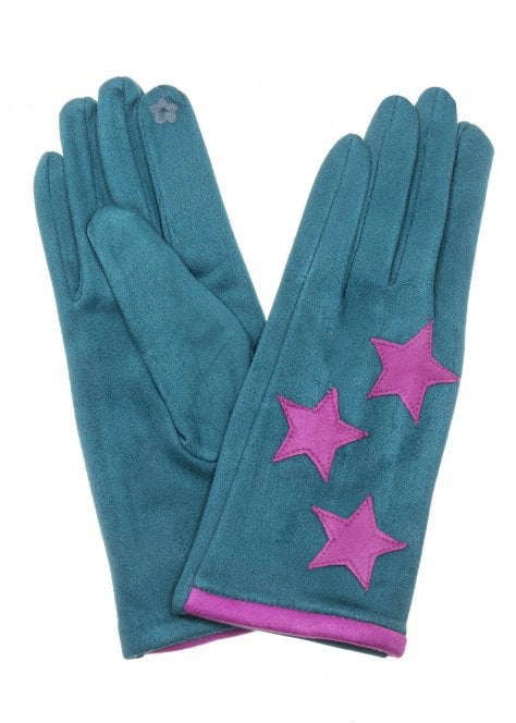 Teal & Magenta Star Gloves