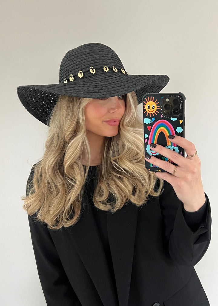 Black & Gold Shell Beach Hat