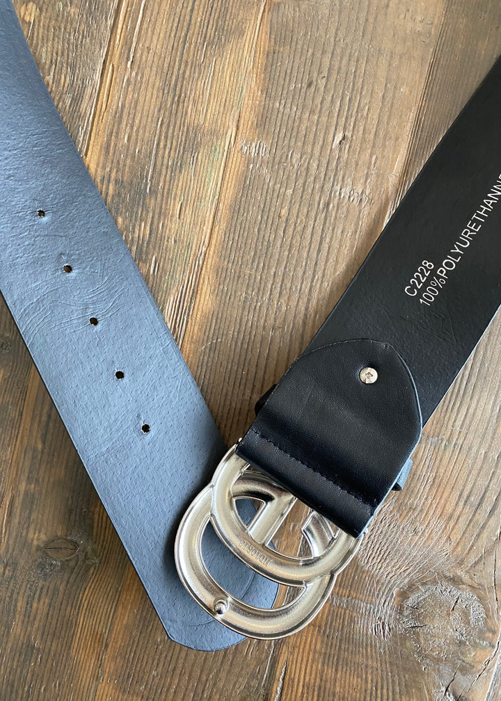 Faux Leather Silver GC Belt