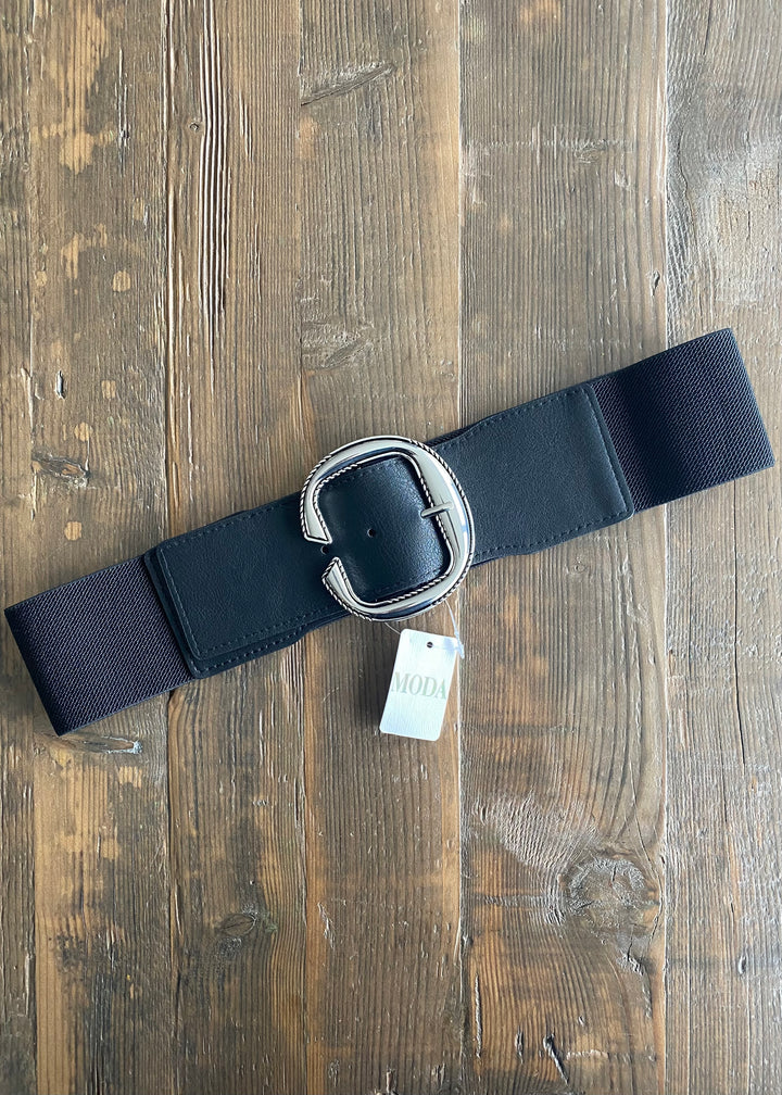 Elasticated Buckle Belt - Silver