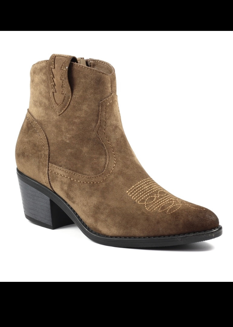 Brown Faux Suede Ankle Boot