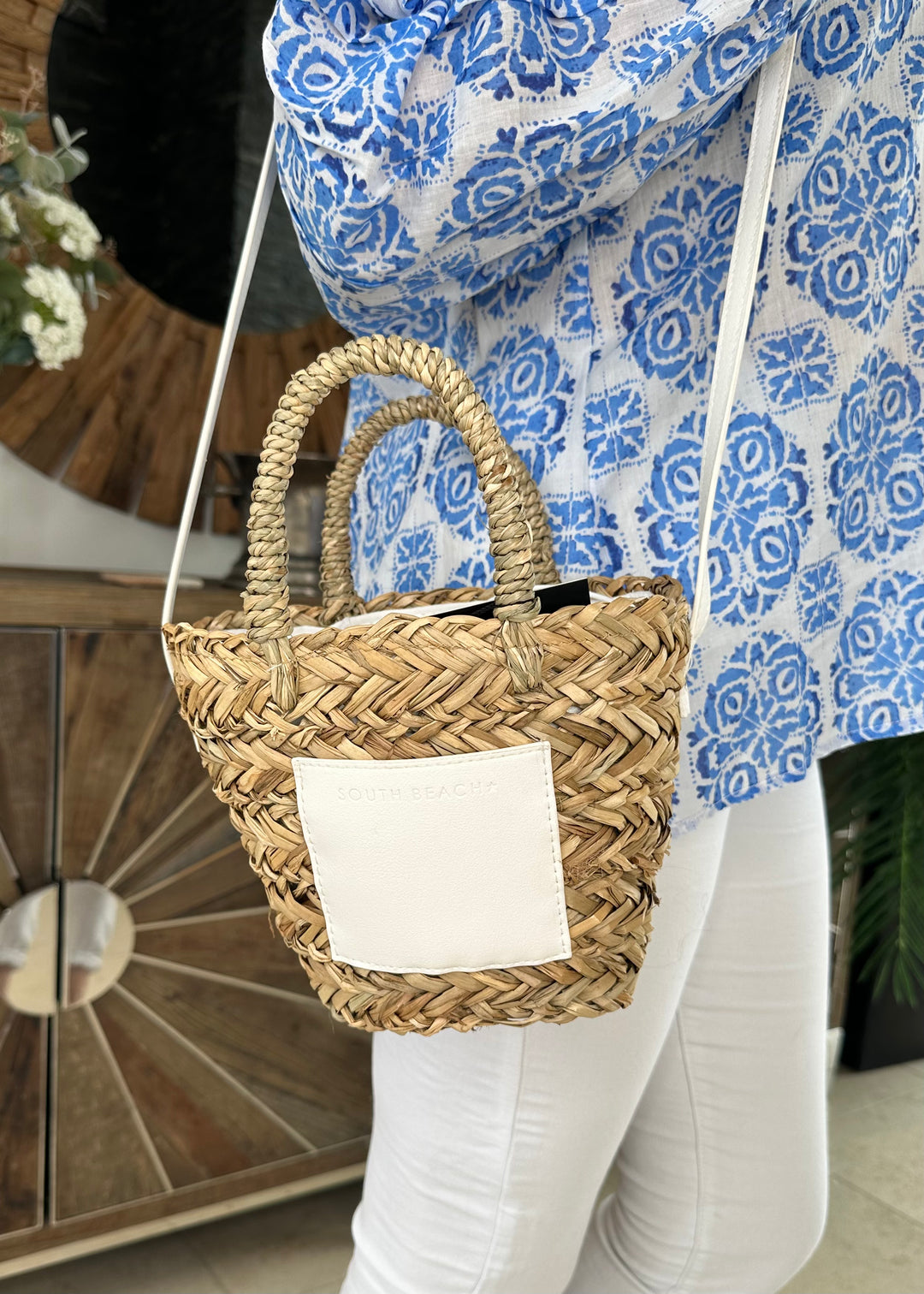 White SB Straw Bag