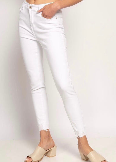 Curvy White Frayed Hem Jeans