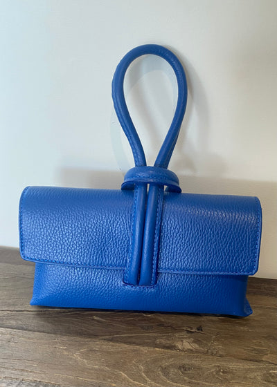 Royal Blue Leather Loop Handle Bag