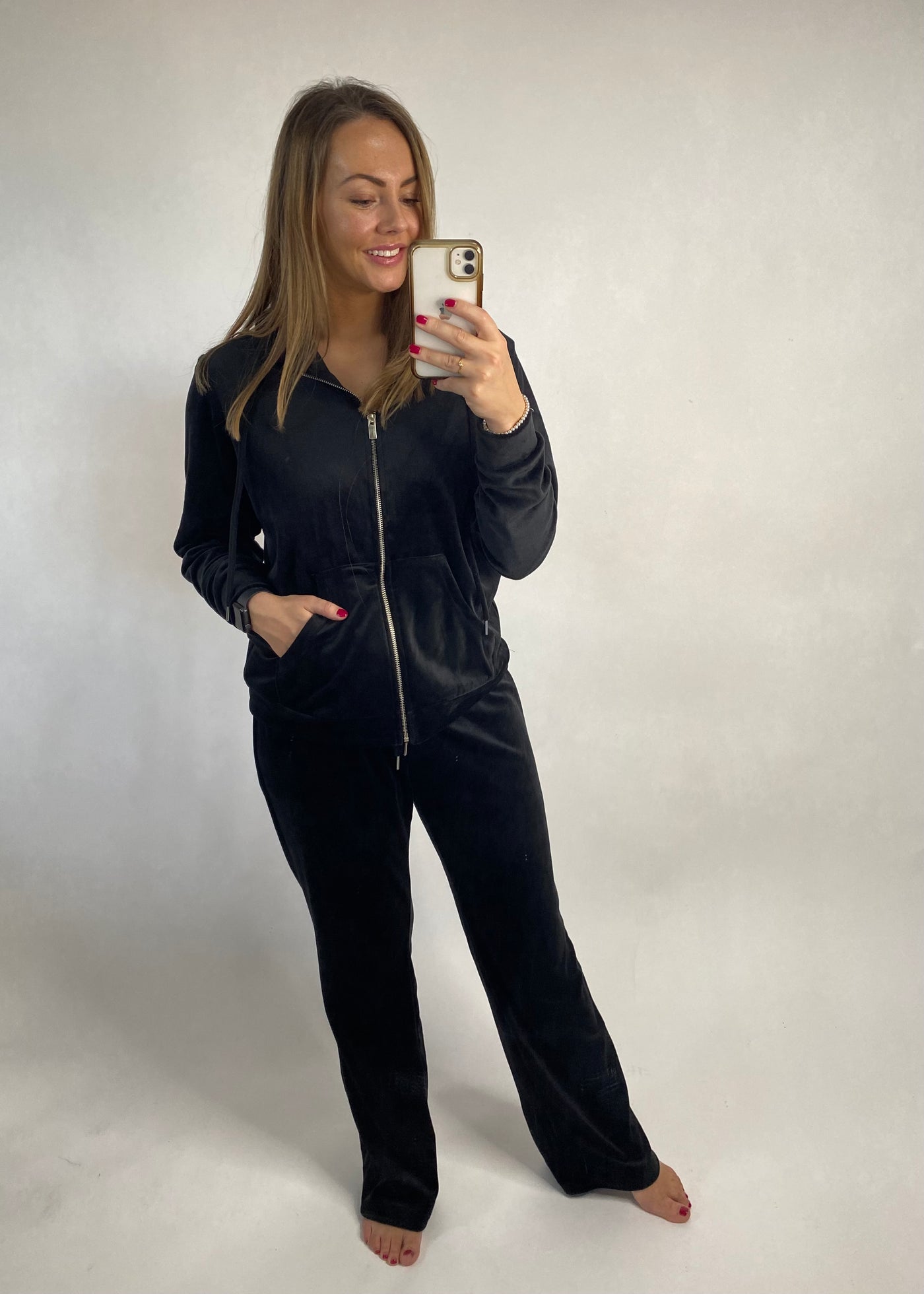 Black Velour Loungewear Set