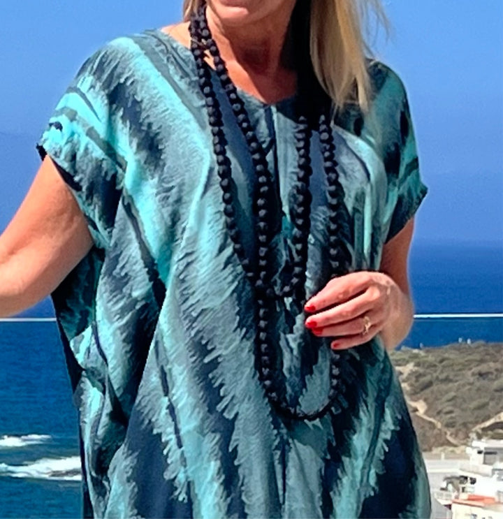 Black Extra Long Fabric Ball Necklace