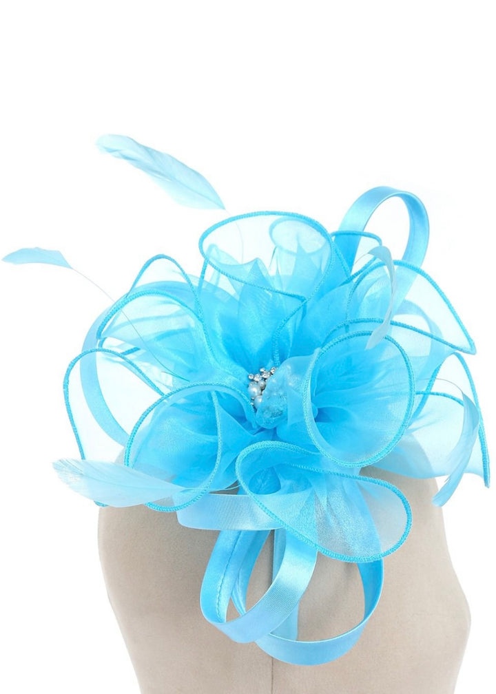 Turquoise Pearl & Diamante Fascinator