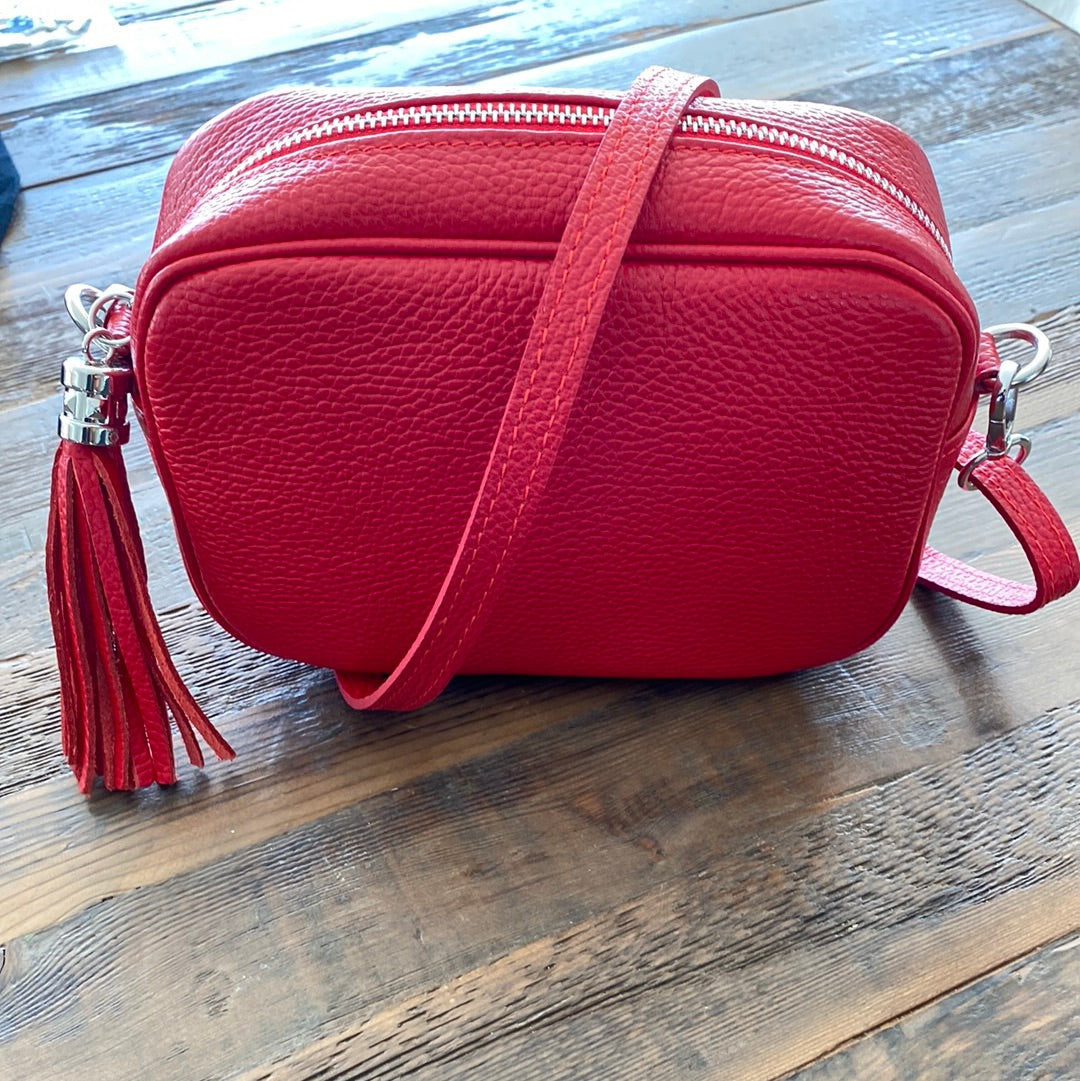 Red Leather Camera Bag