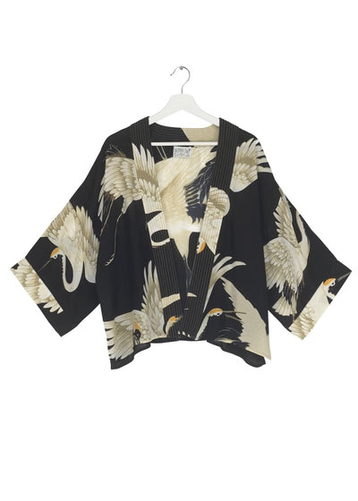 Black Crepe Stork Kimono