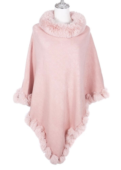 Pink Faux Fur Poncho