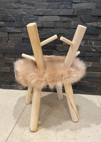 **COLLECTION ONLY** Fluffy Wooden Deer Stool