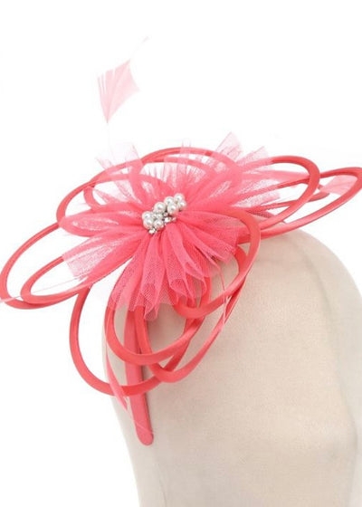 Coral Fascinator with diamanté and pearl detail