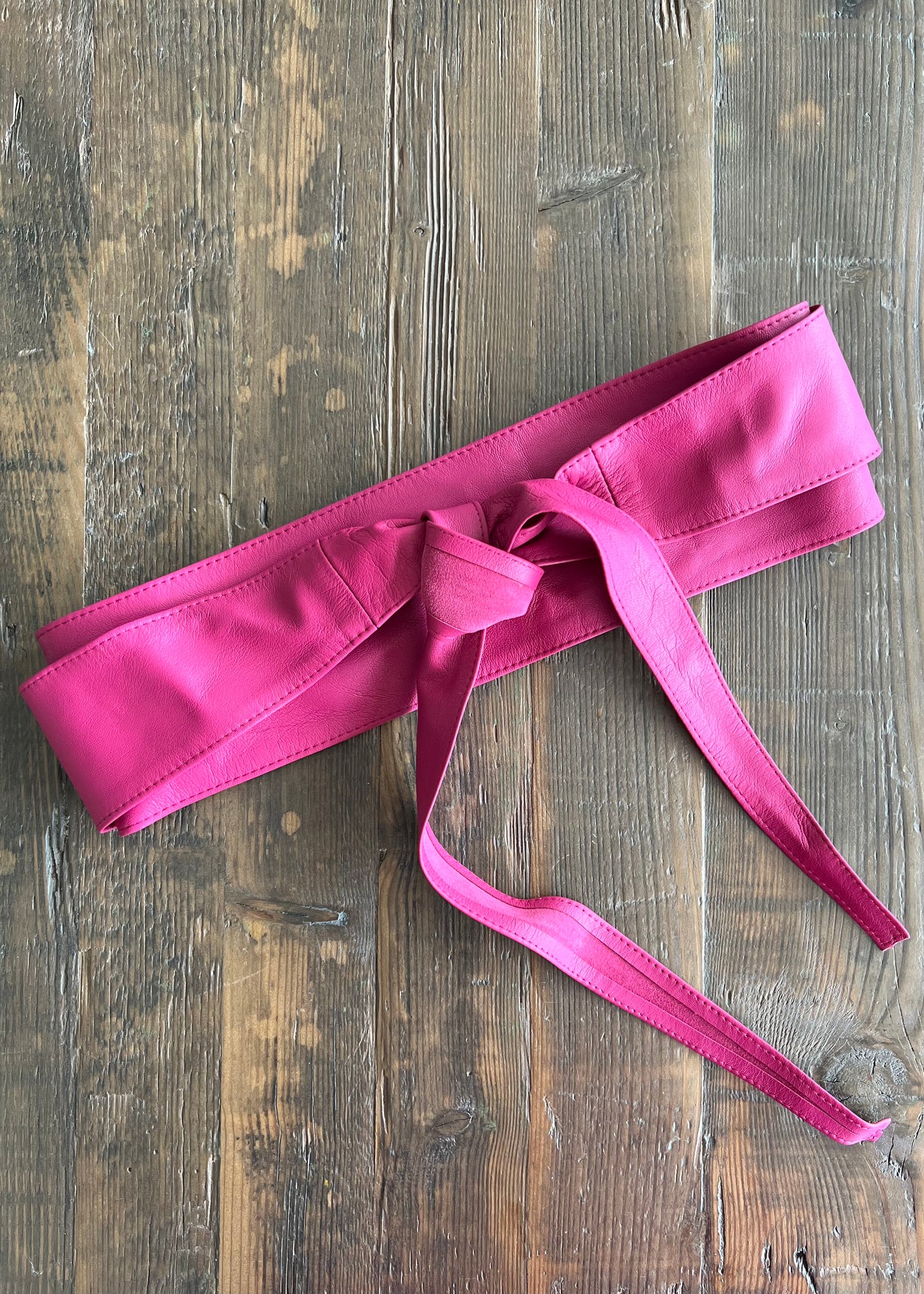 Super Soft Deep Pink Leather Wrap Belt