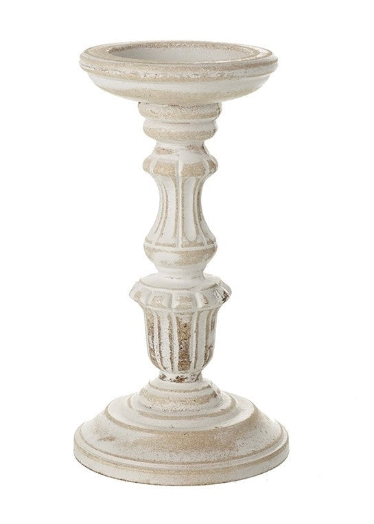 Small White Wooden Candle Holder