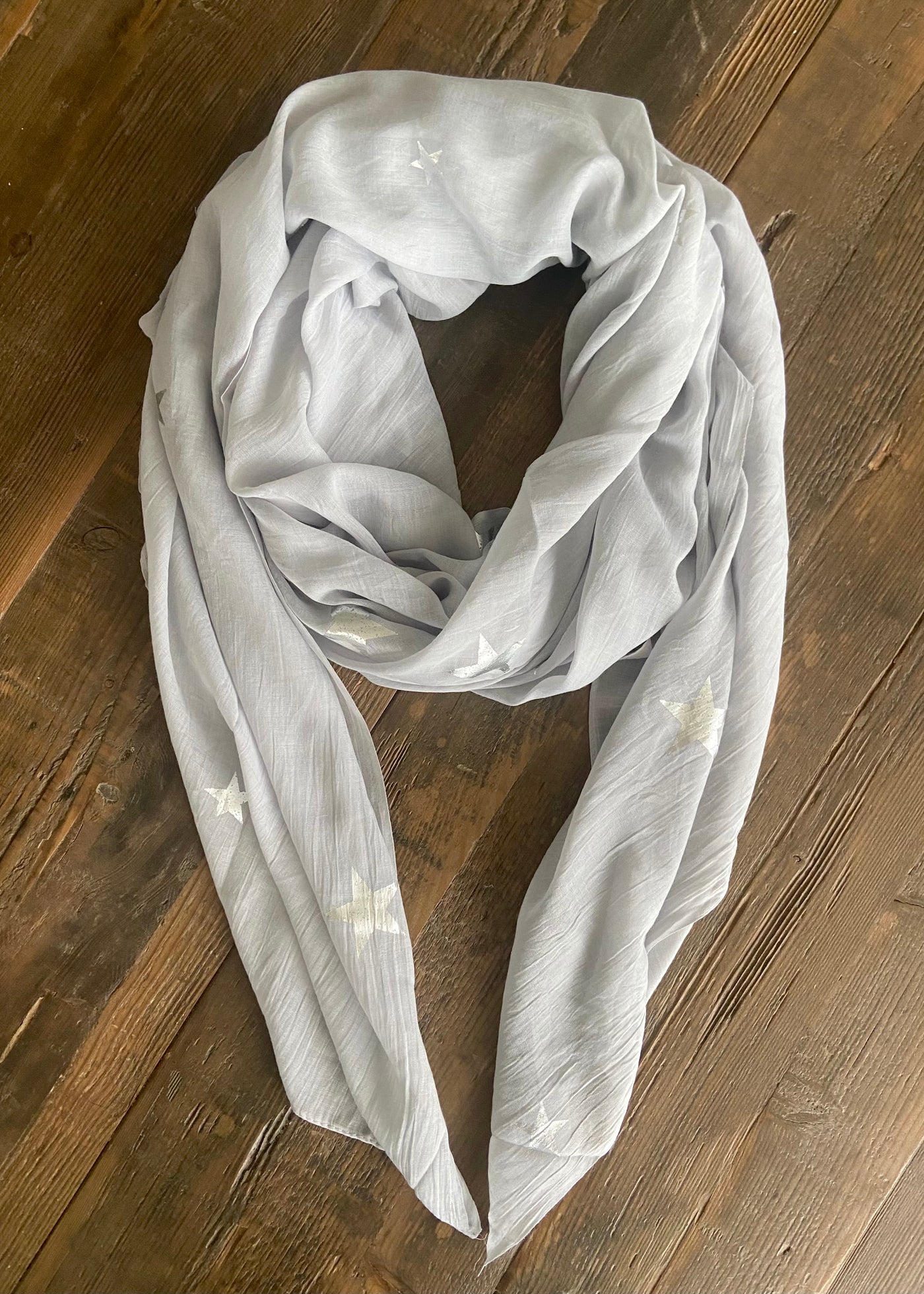 Grey Silver Star Lightweight Scarf