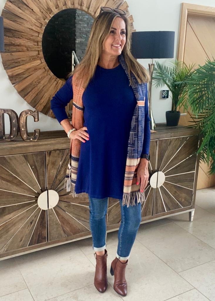 Fransa Blue Blume Tunic