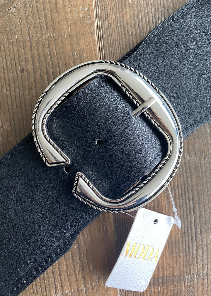Elasticated Buckle Belt - Silver