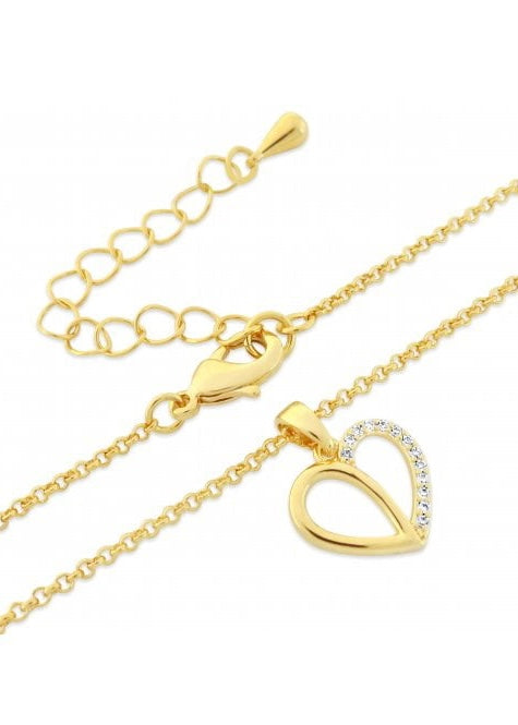 Gold Plated Open Heart Diamante Necklace