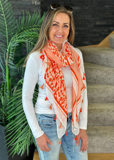 Orange Tassel Scarf