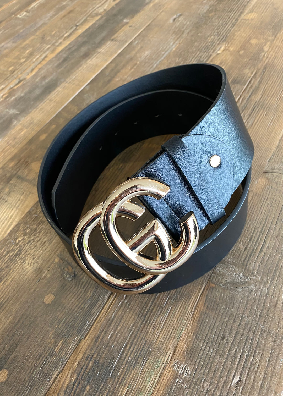 Faux Leather Gold GC Belt