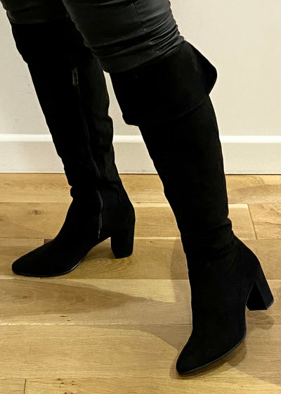 MT Black Suedette Over Knee Boots