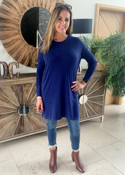 Fransa Blue Blume Tunic