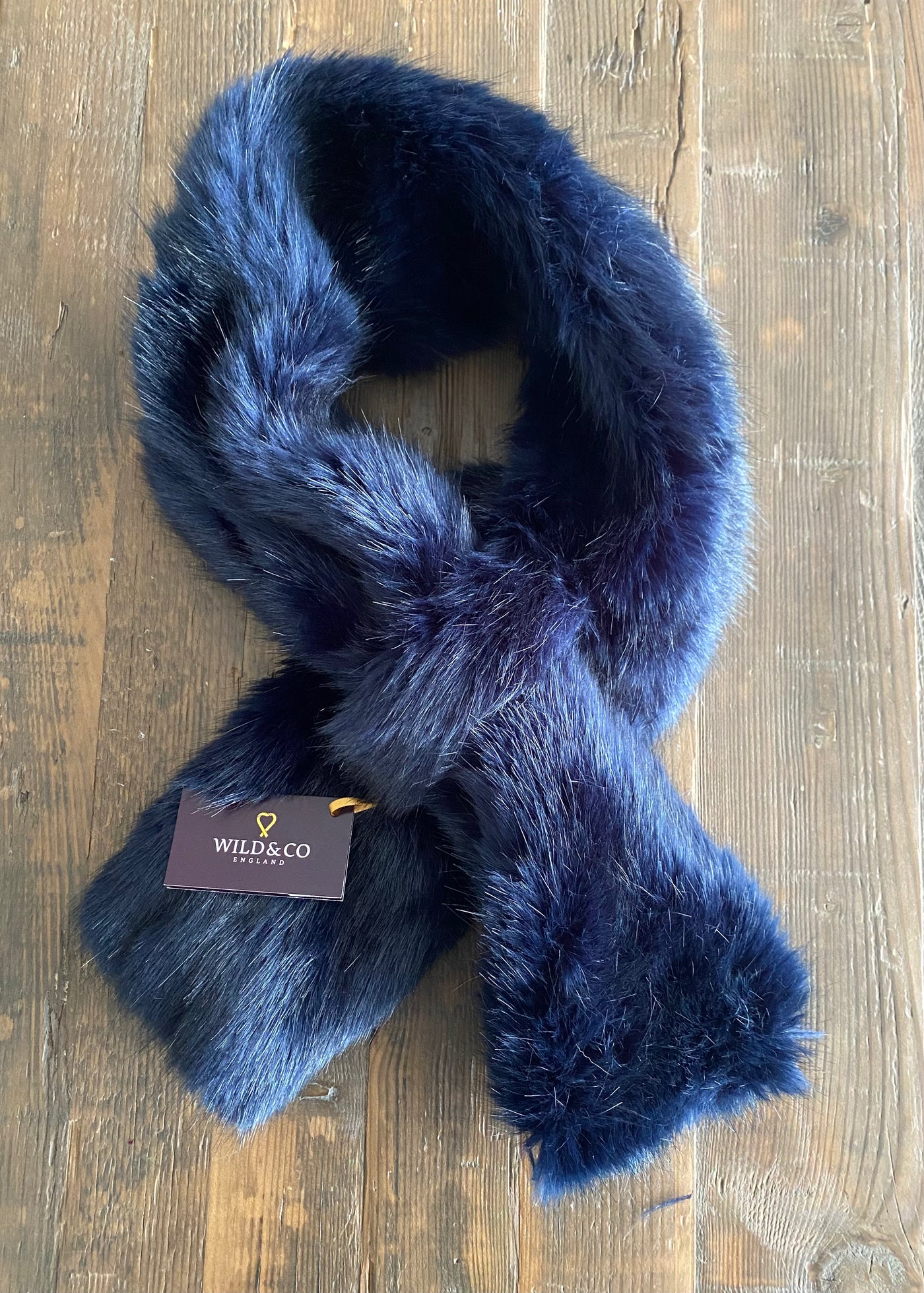 Navy Faux Fur Scarf