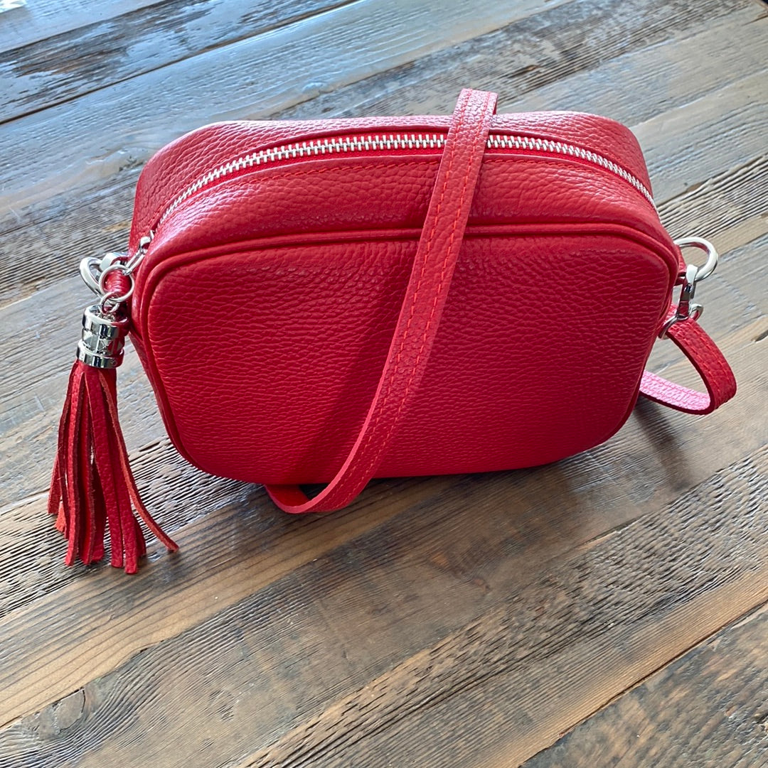 Red Leather Camera Bag